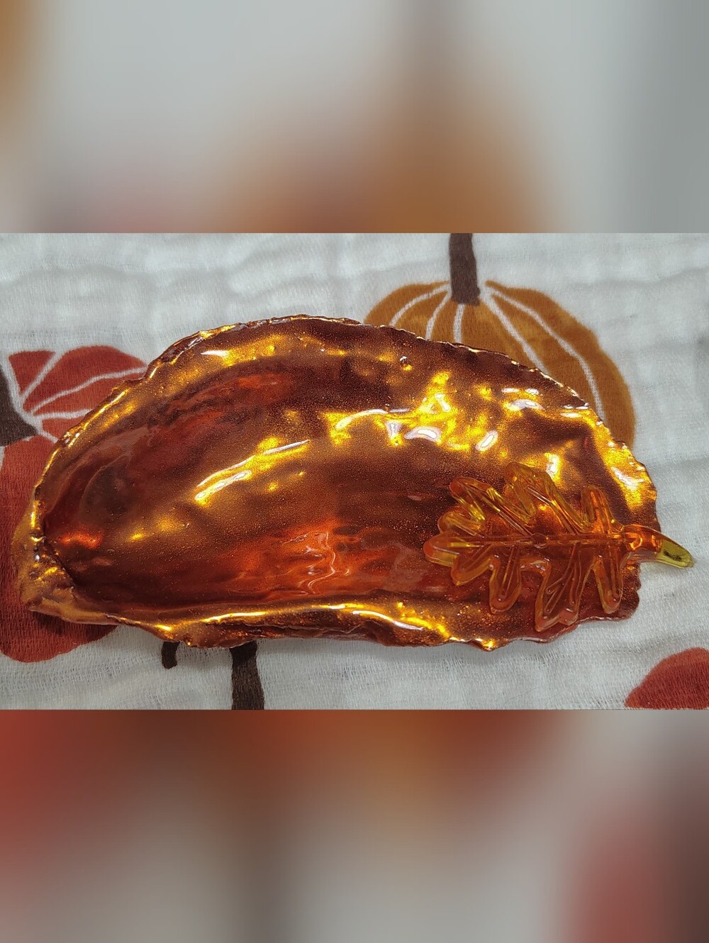 Orange Metallic Fall Oyster Shell Decoration